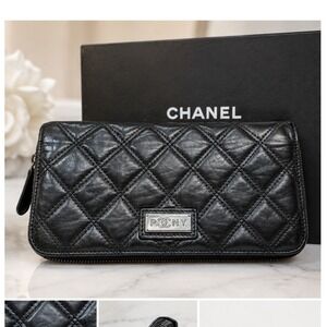 Chanel Paris New York PONY Quilted Lambskin Zippy Long Wallet 2005 Vintage w/Box